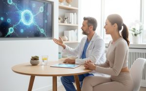 Consultation médicale sur la liposuccion du ventre avec un chirurgien plasticien.