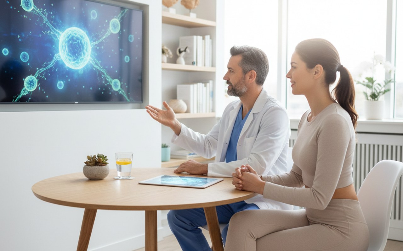 Consultation médicale sur la liposuccion du ventre avec un chirurgien plasticien.