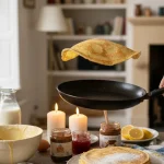Illustration réaliste sur Chandeleur 2026 : date, traditions et idées pour réussir ses crêpes