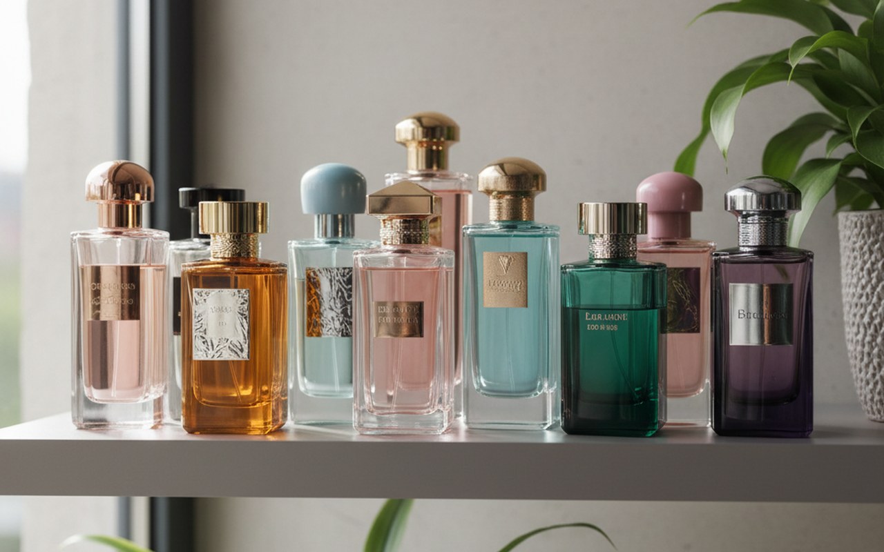 Étagère avec flacons de parfums Zara, illustrant la diversité et l'accessibilité des fragrances.