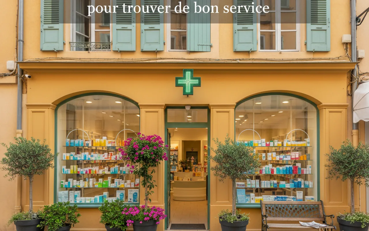 Illustration réaliste sur Pharmacie à Antibes : les bons réflexes pour trouver le bon service